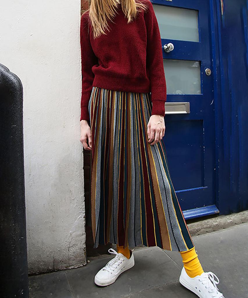 Avamolly Stripe Lilly Pleated Skirt
