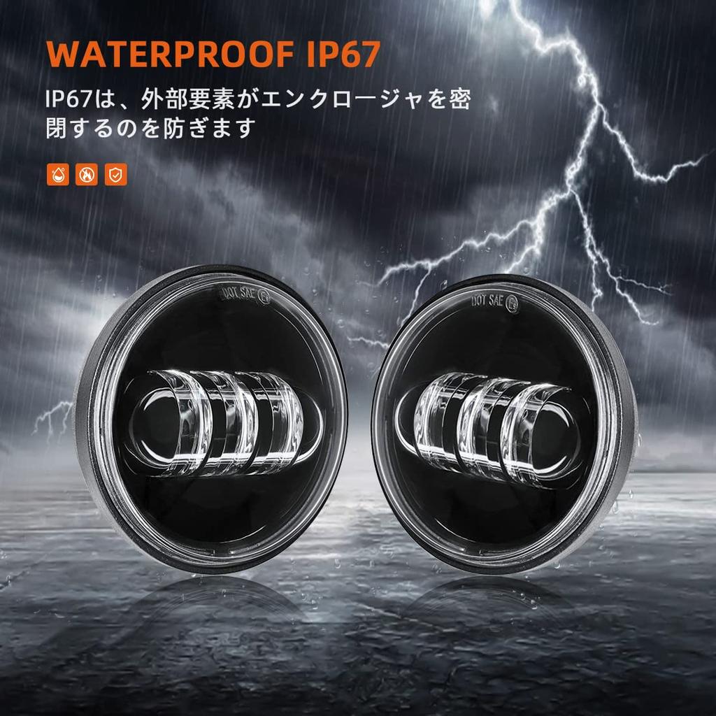SKTYANTS LED Fog Lamp Auxiliary Light Inch 30W for Harley Davidson Motorcycle Universal Modification High Brightness Low Consumption Set of 2 4.5
