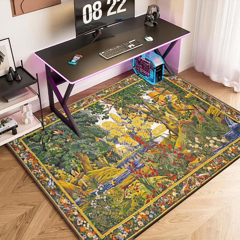 1pc Medieval Pastoral Magic Unicorn Carpet Rug for Living Room Bedroom Home Sofa Decoration,Kids play Non-slip Floor Mat