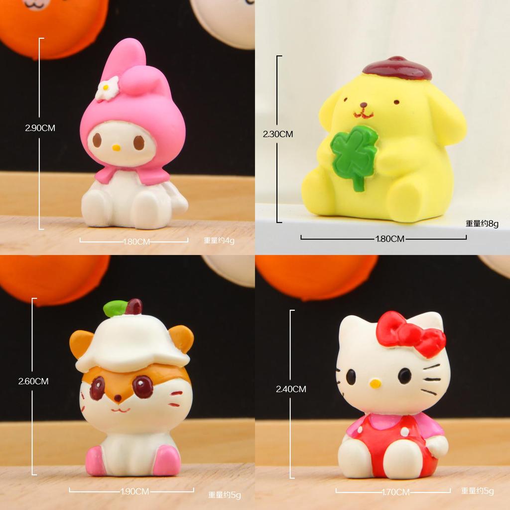 Hello Kitty My Melody Pompompuri Cartoon Rabbit Cat Dog Mini Ornament Model For Office Desk Decoration And Collectors
