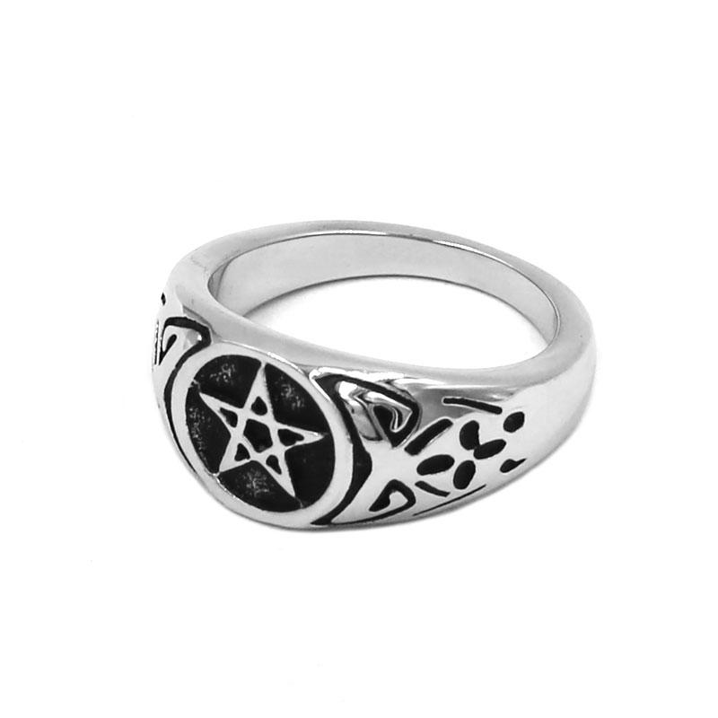 Fashion Pentacle Ring Stainless Steel Pentagram Star Ring for Men Women Trendy Jewelry Gift 823B