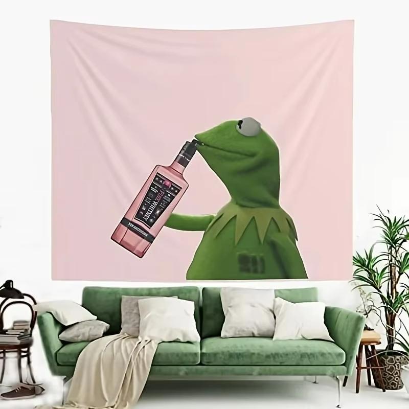 Pink tapestry hanging on the wall beautiful frog doll Bohemian tapestry in the living room bedroom room decoration