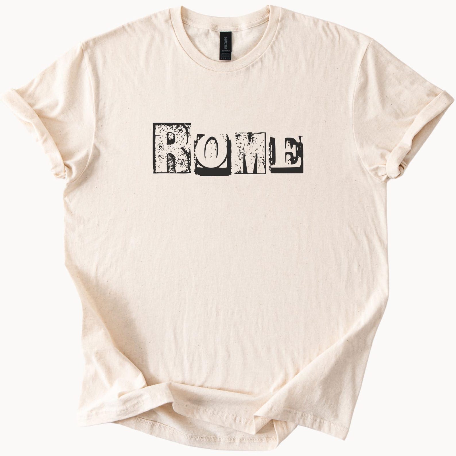 Rome Graphic Tee Distressed Lettering Unique City Name Shirt Rome Typography Graphic T Shirt Rome Gift Travel Lover Shirt Soft Cotton 100
