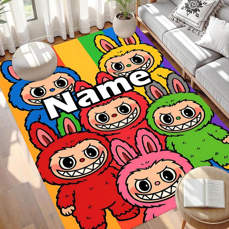 Custom Name Personalized Labubu Print Carpet, Versatile Home Decor Rug, for Playroom, Apartment, Balcony, Entryway, Hallway Gift