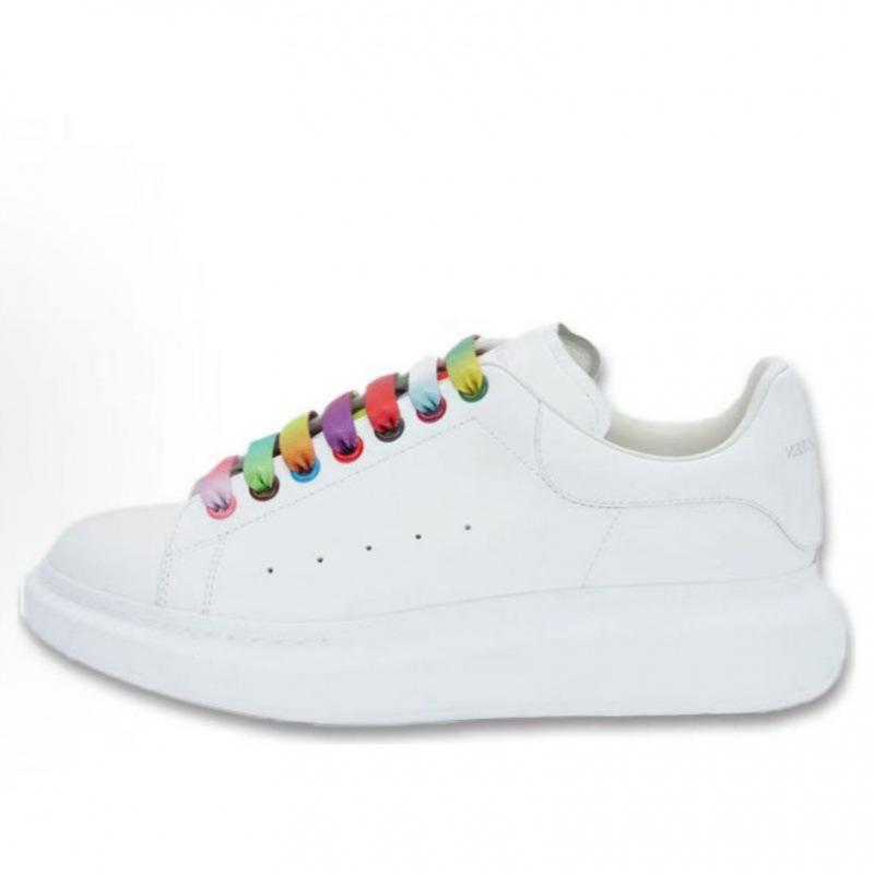 Original Mcqueen White Shoes Cowhide Versatile Board Shoes Men'S And Women'S Platform Muffin Shoes Increased By 5Cm