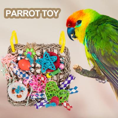 צעצוע לעיסת תוכי אינטראקטיבי צינורות דשא טבעי שיכוך חרדה עמידים לנשיכה צעצועים אינטראקטיביים לחיות מחמד לתוכים