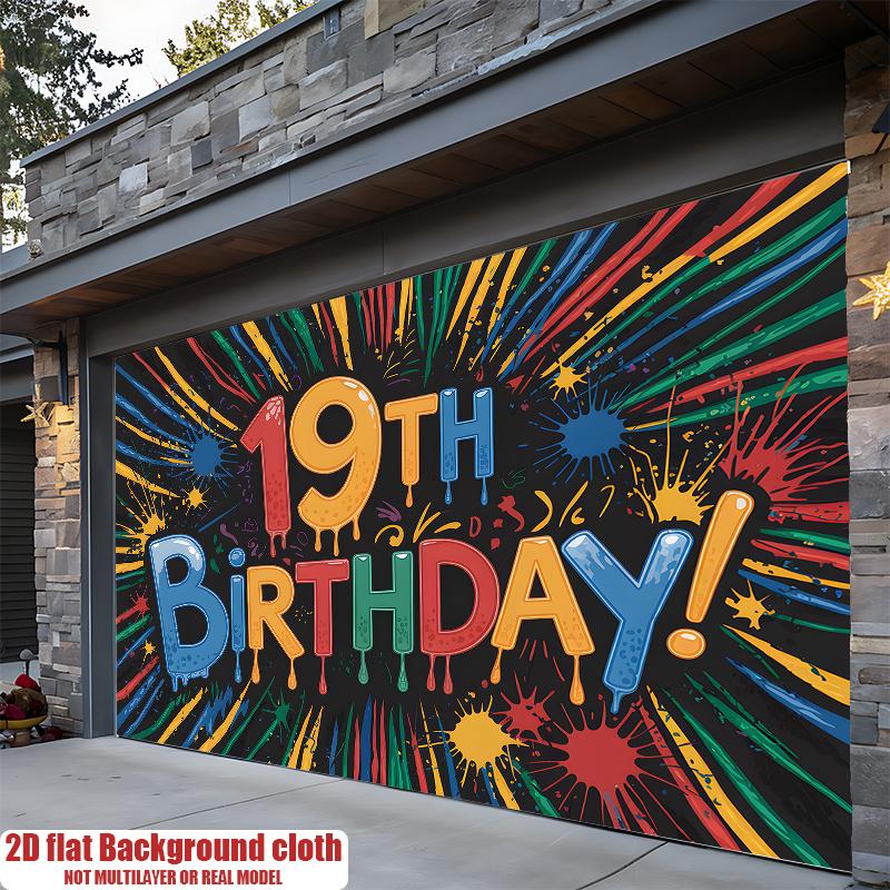 1pc Birthday 19th Graffiti Hanging Banner Polyester