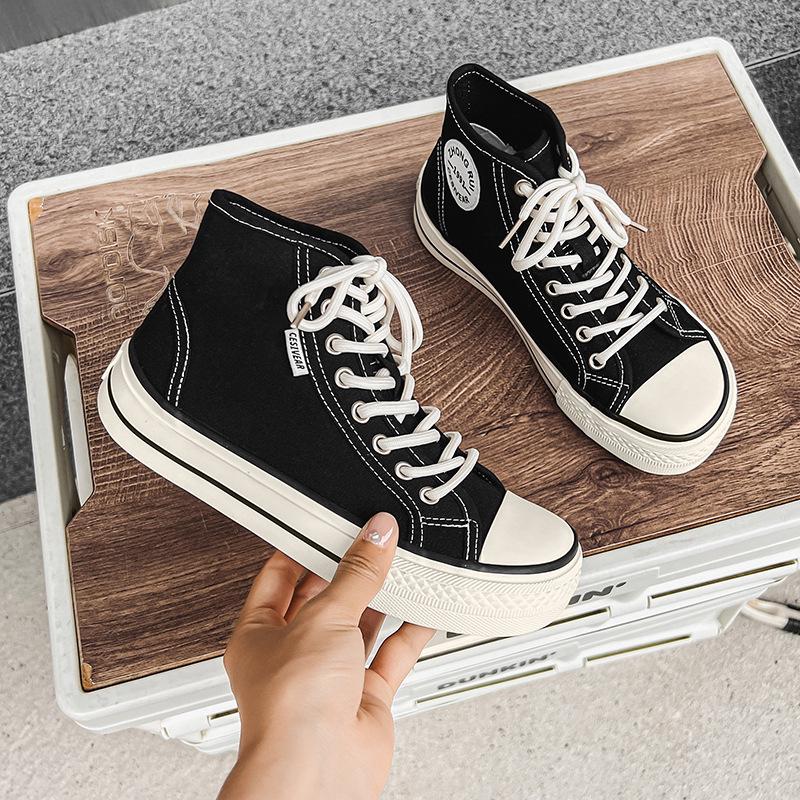 Women's Mango High-Top Canvas Sneakers 2025: New Summer Wide Head