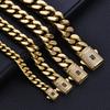 ESKEEM Hip Hop Monaco Bracelet PVD 14k Gold Plated Miami Cuban Link Chains 6/9/11/13MM Stainless Steel for Women and Men