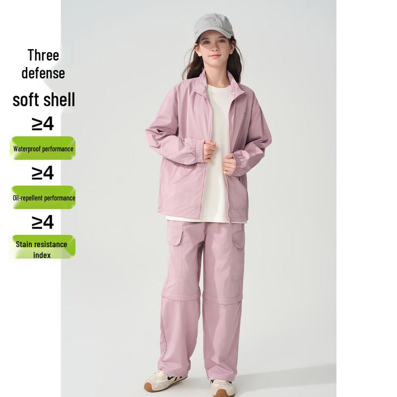 

MengteJiao 2025 Unisex Kids Workwear Style Jacket & Jogger Set 160