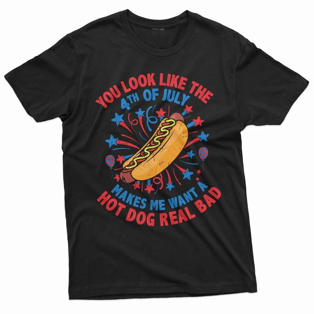 Hot Dog Tshirt Fourth Patriotic Unisex TShirt 4th Of July Gift S
