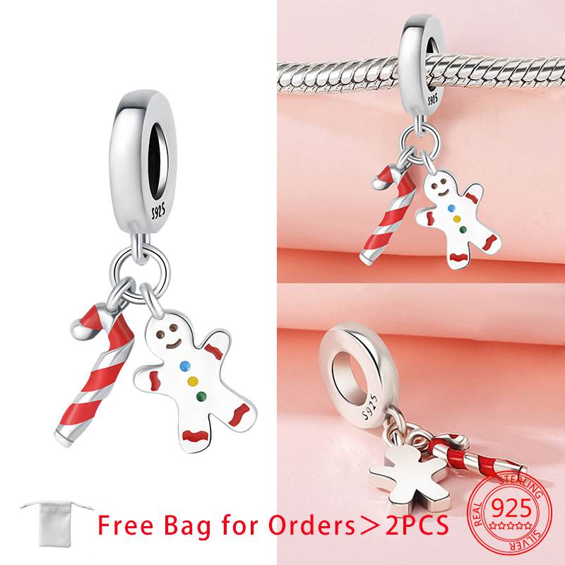 Charms Christmas Series Christmas Hat Socks Bell Snowman Copper Beads Pendant Women Original Bracelet Diy Christmas Gift