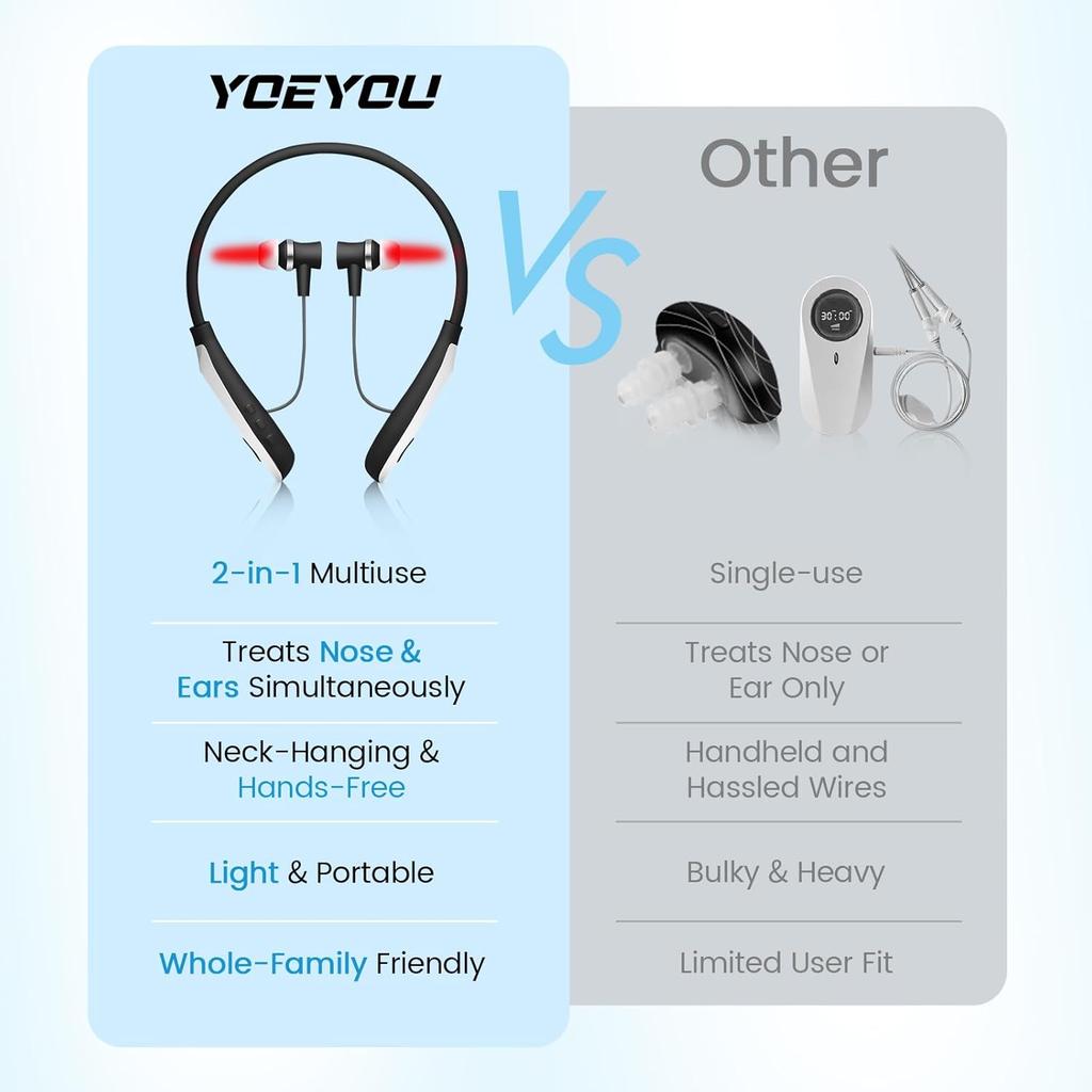 Red Light Therapy for Nose & Ears, 2-in-1 Infrared Nasal Therapy Device, Red Light Therapy for Ear Relief, Portable Light-weight Soothing Device with