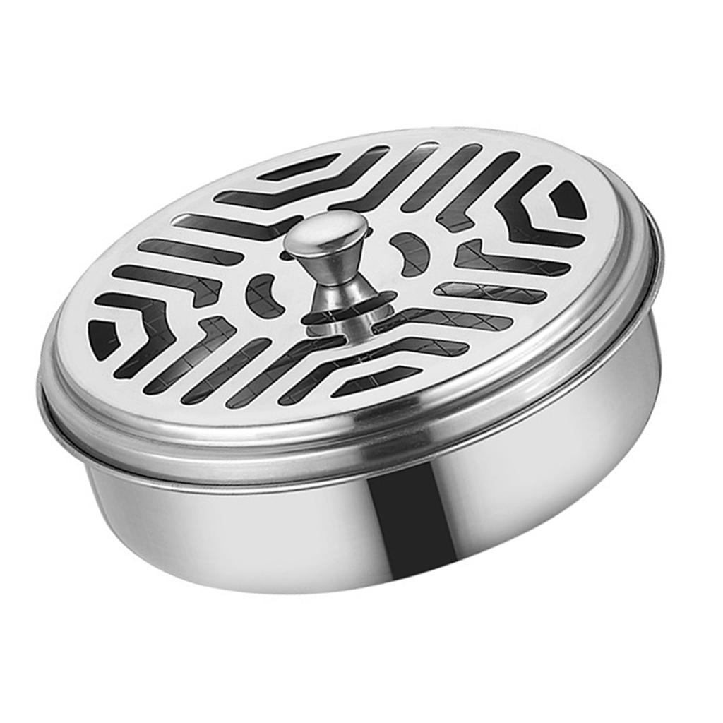 Portable Fly Coil Holder Round Fireproof Incense Holder Thick Stainless Steel Incense Box for Home Outdoor Use