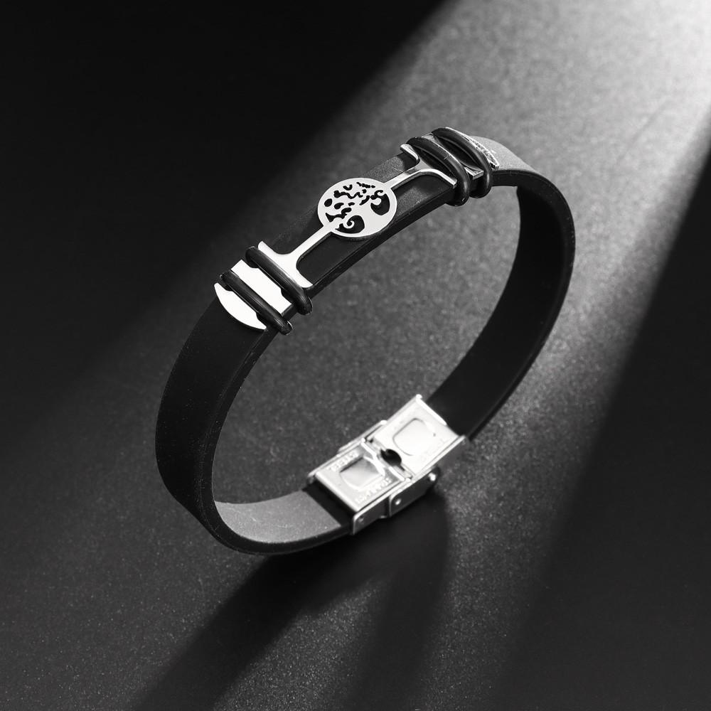 

Мужская мода World Tree браслет простой регулируемый силиконовый браслет праздничный подарок аксессуары для вечеринок чёрный