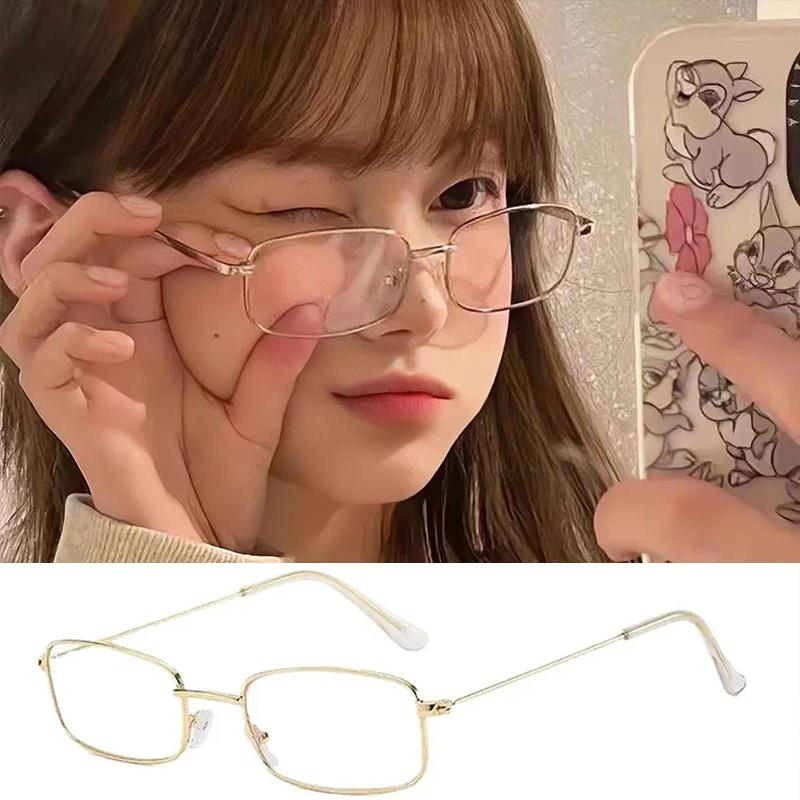 

New Fashion Small Oval Glasses Frame with Diamonds for Women Metal Anti-Blue Light Glasses Japanese Retro Reading Y2K Eyeglasses