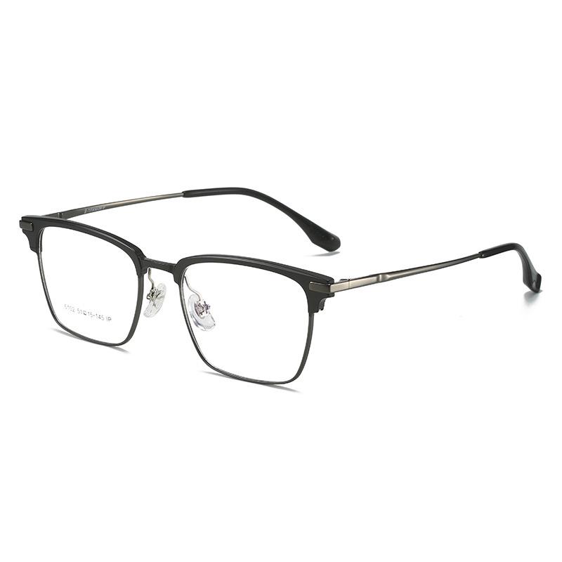 Two-Tone Aluminum Titanium Optical Glasses Frame - Ultra-Light Aviator Design (5102)