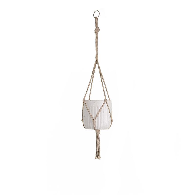 Hand-woven Bohemian Hemp Rope Hanging Basket Pendant