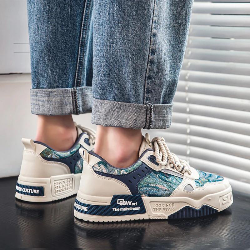 Mode Slipper 2024 Neu Flacher Ausschnitt Schnürschuhe Herren Freizeitschuhe Abriebfeste Gummisohlen Flats Modetrend Mischfarben Herrenschuhe