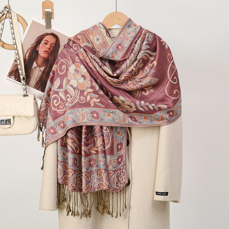 Luxury Brand Autumn Cashmere Pashmina Shawl for Women Wrap Femme Thick Stoles Scarves Cashmere Feeling Pashmina Shawls Scarf