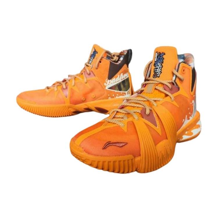 Li Ning Badfive 1 Badfive Slip Resistant Abrasion Resistant Mid top Basketball Shoes Men's Orange ABFQ015-6