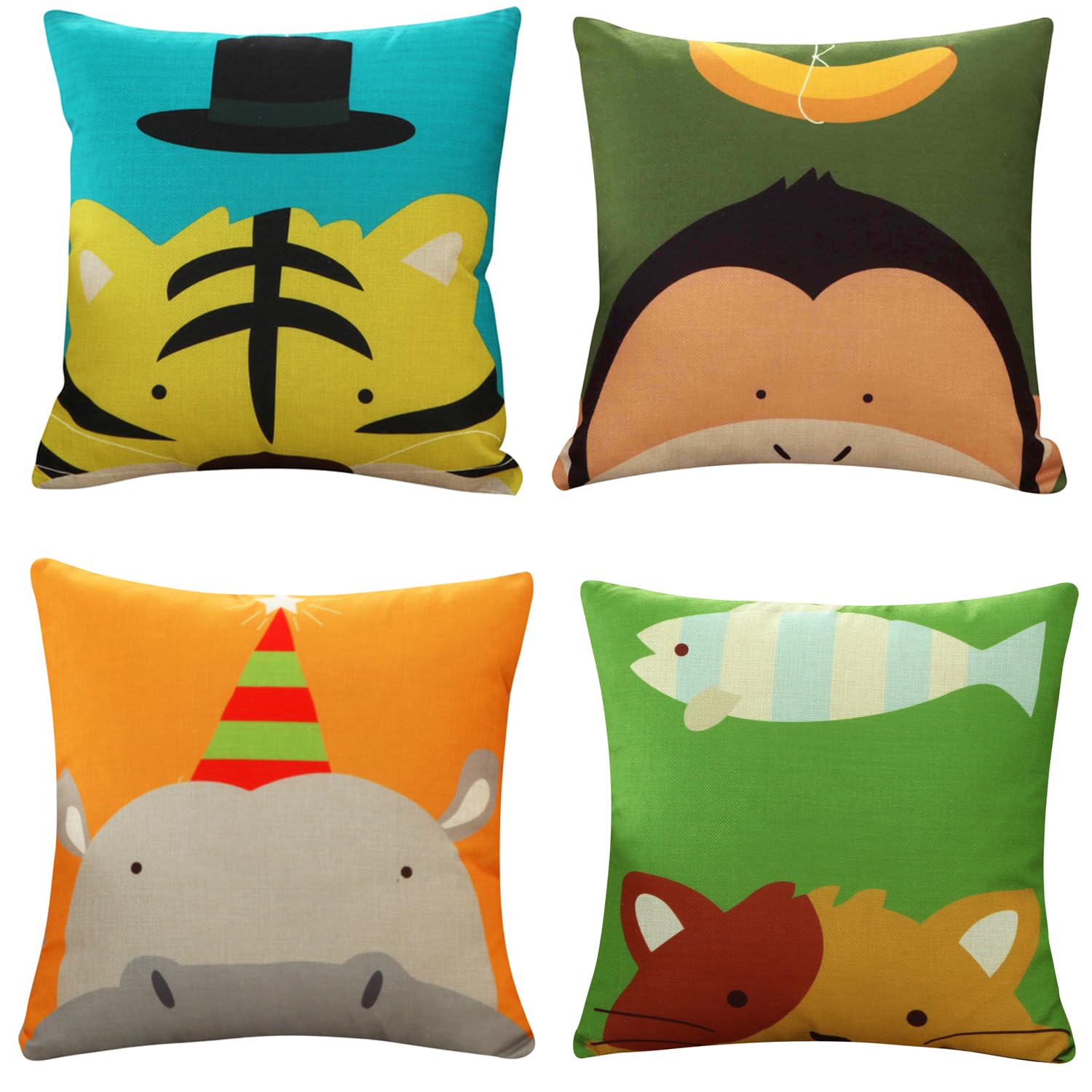 

YunJeude Cushion Set of Stylish Linen Cushion Covers with Cute Animal and Other Natural and Modern Zipper Suitable for Home Car and Room Suitable for