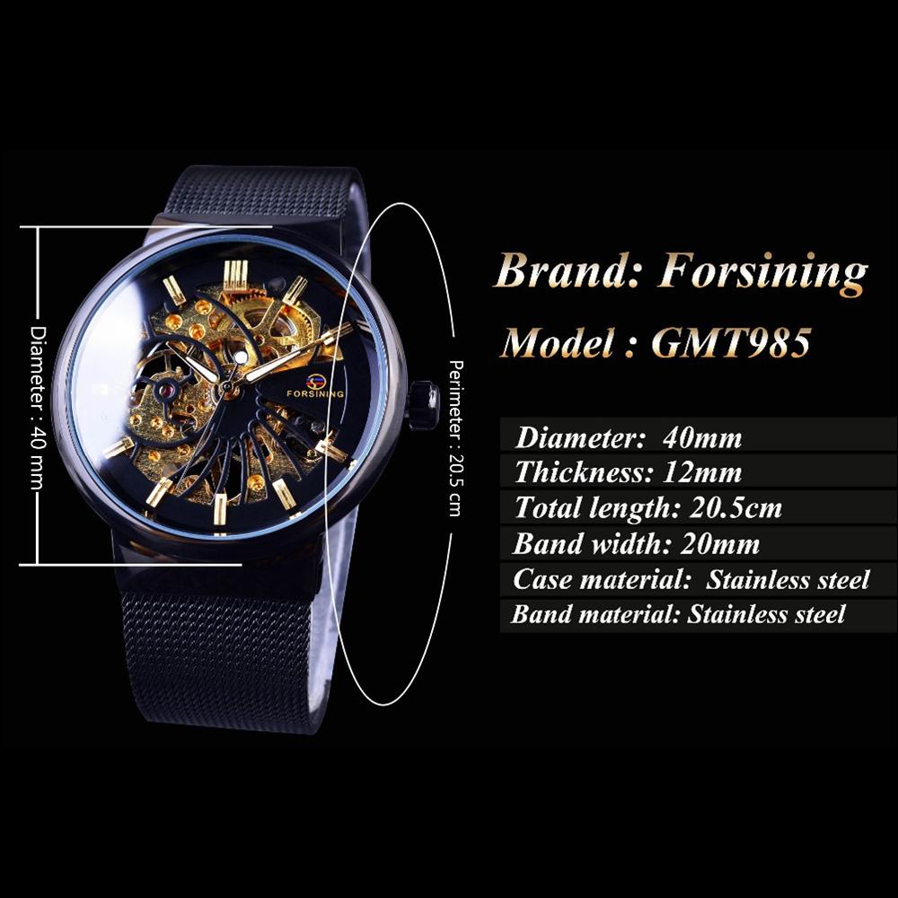 Forsinging Neue Top-Herrenuhr Casual Business-Stil Vollhohle Herren-Mechanische Uhr Herren Wasserdicht Leuchtend