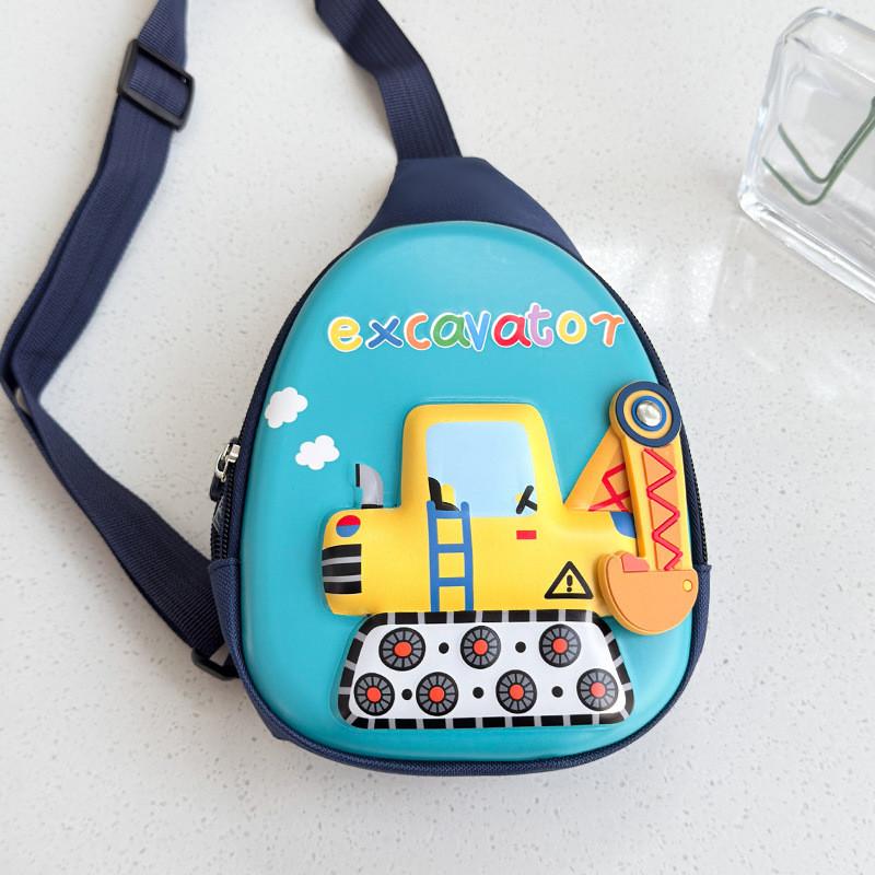 

Material Stylish Pu Kids Crossbody Bag With Cute Construction Vehicle Design Ideal For Adventures Playground циан