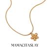 MamacitaSlay Elegant Thin Round Snake Chain Flower Pendant Female Necklace Waterproof Titanium Stainless Steel Jewelry Woman