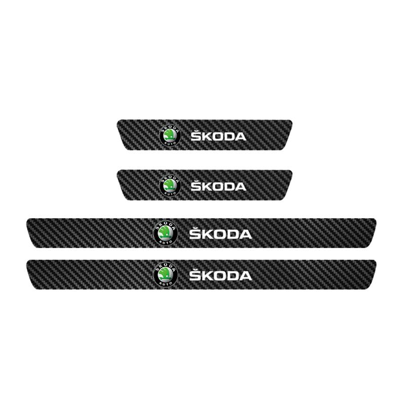 Zbrgi9 Car Threshold Bar with Door Handle Bowl Scratch Protective Car Stickers For Skoda Octavia SUPERB RAPID KAROQ FABIA YETI