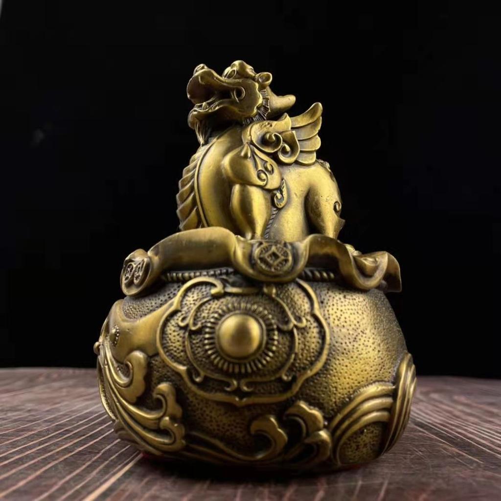 Pure Treasure Bowl Ornament Square Wealth-Attracting Golden Toad Jar Copper Vase Living Room Entrance Home De