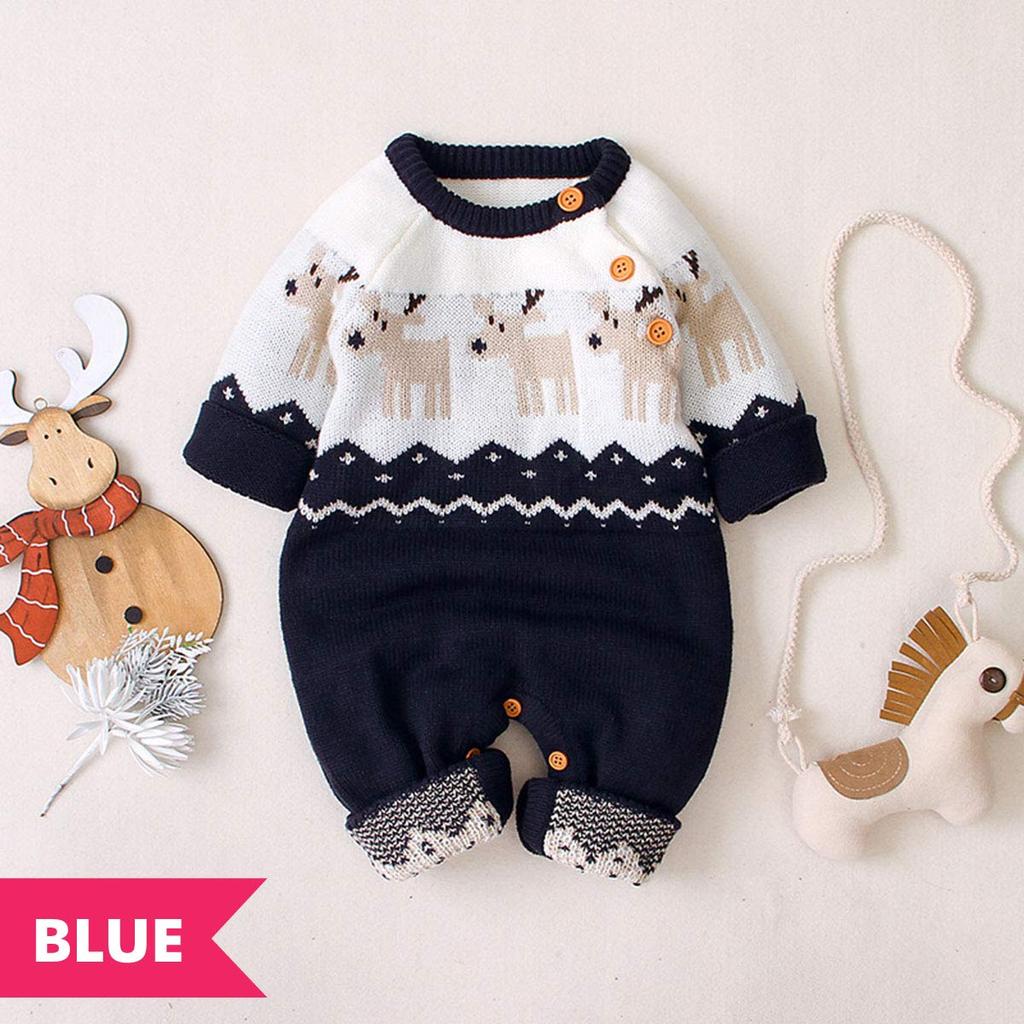 Christmas Santa Claus Outfit for Knitted Romper with Nordic and Reindeer Sizes Cosplay Cos1235 Height Babies, Design, Cute, Fall/Winter, Kids' 70, 80,