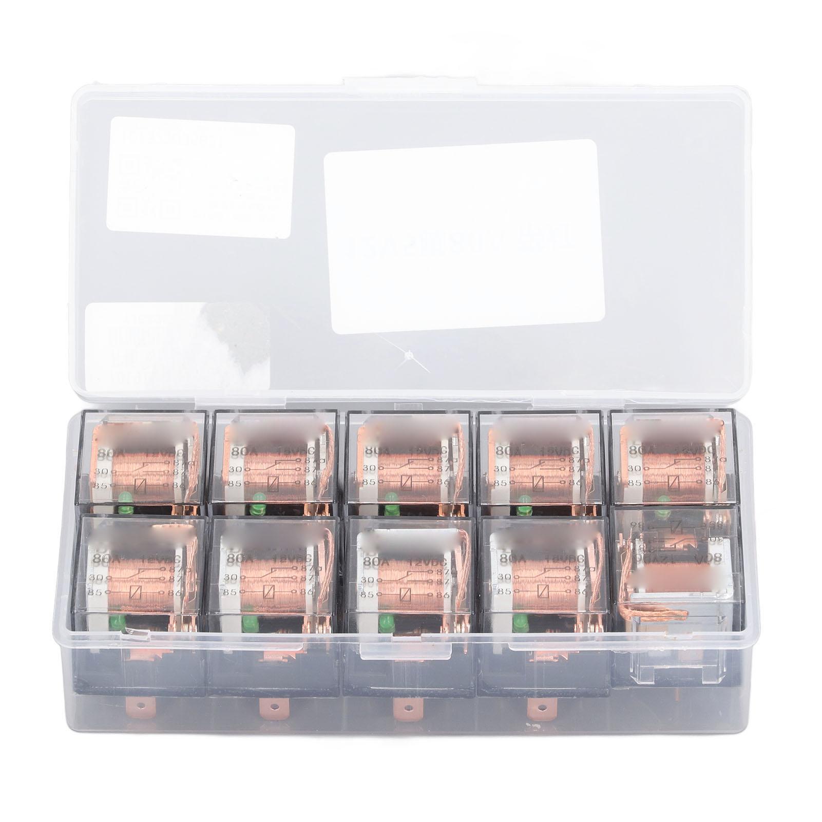 

10 Pcs Waterproof Automotive Relay 80A 5 Pin SPDT Universal Car Relay Switch DC12V With Indicator