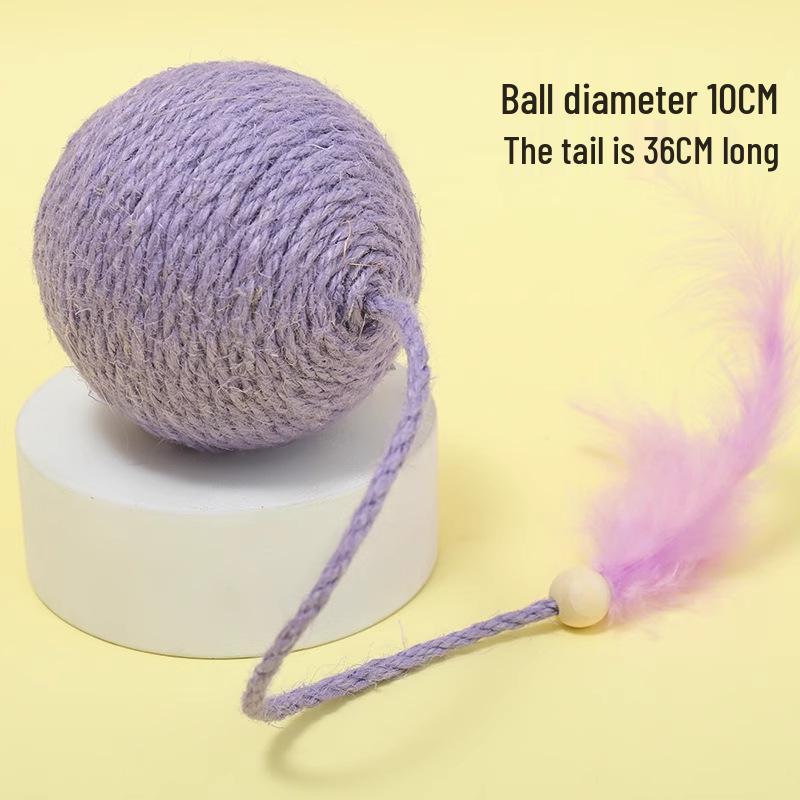 Cat Teaser Kit: Sisal Ball, Bite-Resistant Stick, Teeth Grinding Toys for Boredom Relief