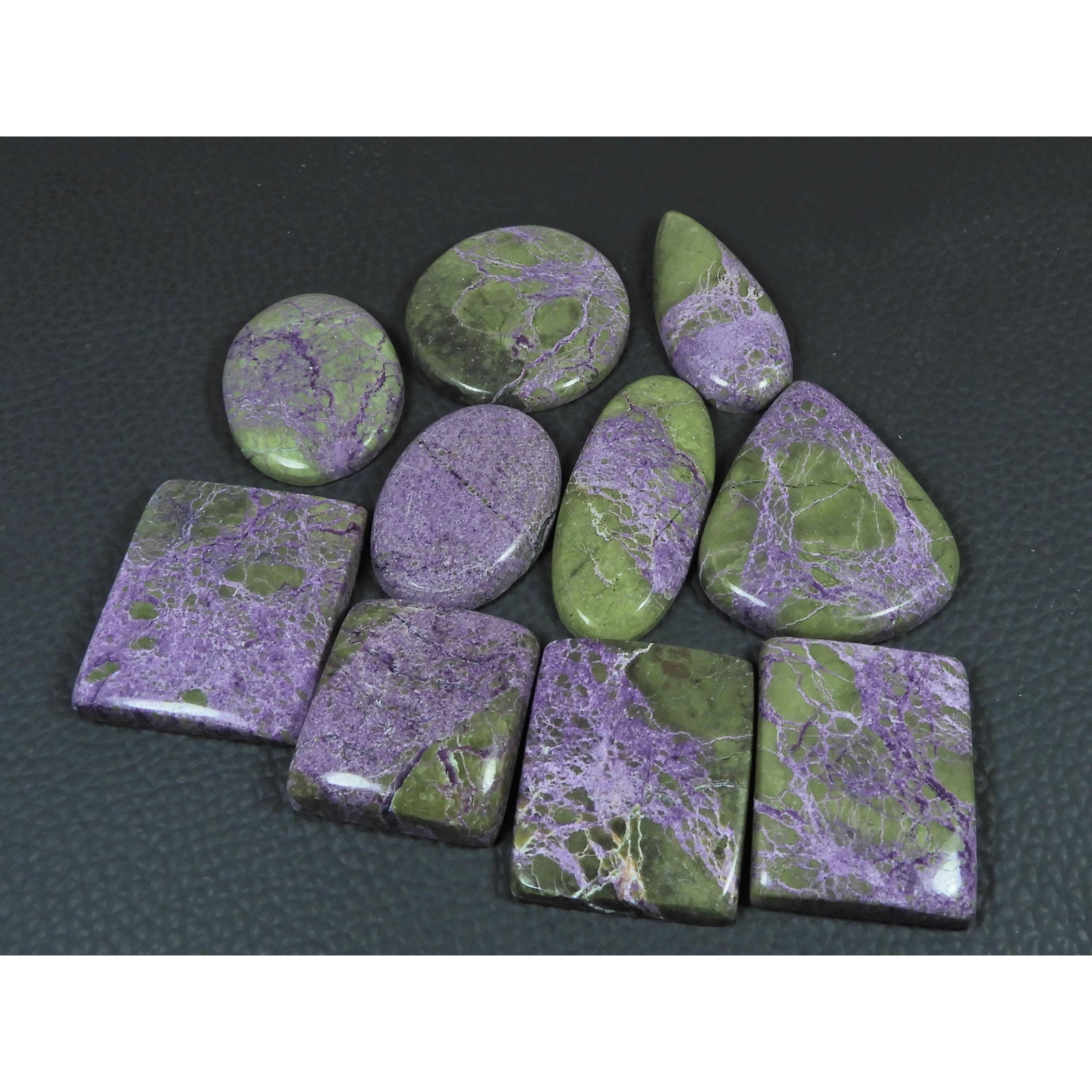 10 Pcs Natural Stichtite Mix Shape Cabochon Loose Gemstone 270 Cts. Lot C-2973