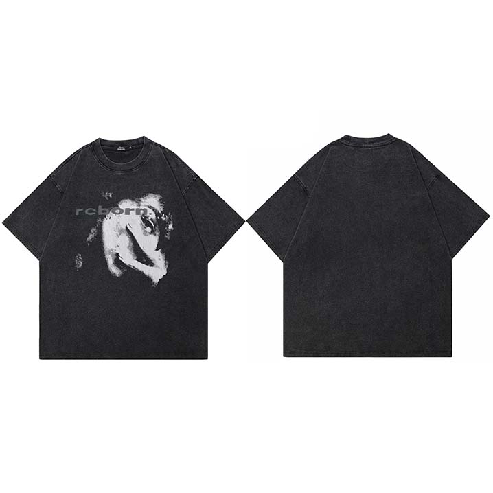 

Hip Hop Washed Black TShirt Streetwear Printed T Shirt Cotton Aesthetic Graphic Tshirt Harajuku Men Tops Tees Unisex YK M