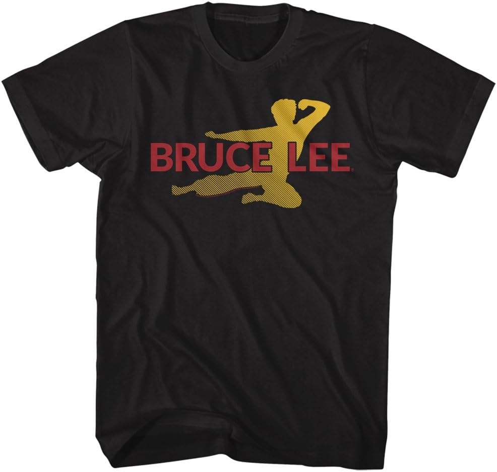 Bruce Lee Chinese Martial Arts Icon Flying Oval Side Kick Adult T-Shirt Tee S