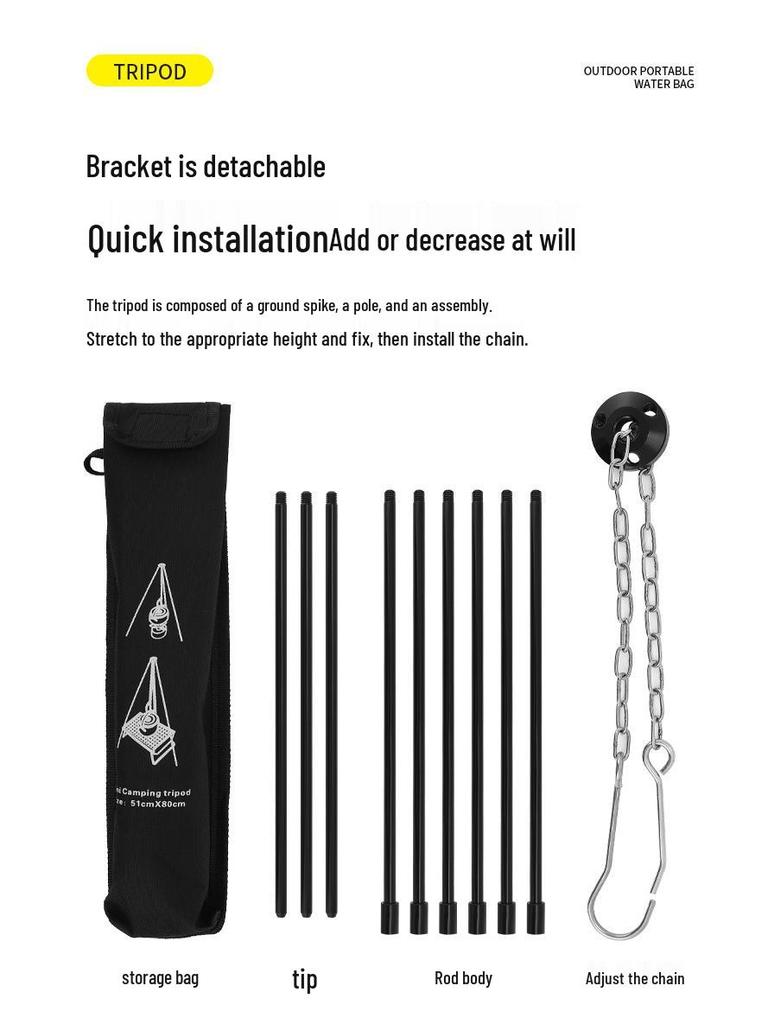 Aluminum Alloy Camping Tripod for Bonfire & Picnic Cooking