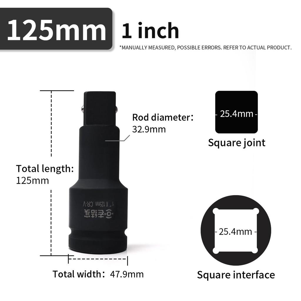 1Pc Heavy Duty Long Extension Bar Ratchet Wrench Impact Socket Extender Pneumatic Tool  1/2 3/4 1 Inch 75 125 150 200 300 400mm