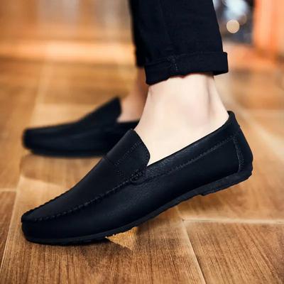 Fashion Moccasin Slip-on Men's Leather Shoes New In Male Casual Shoe Soft 2024 New Arrivals Legitimate Cowhide Common Comfortable
