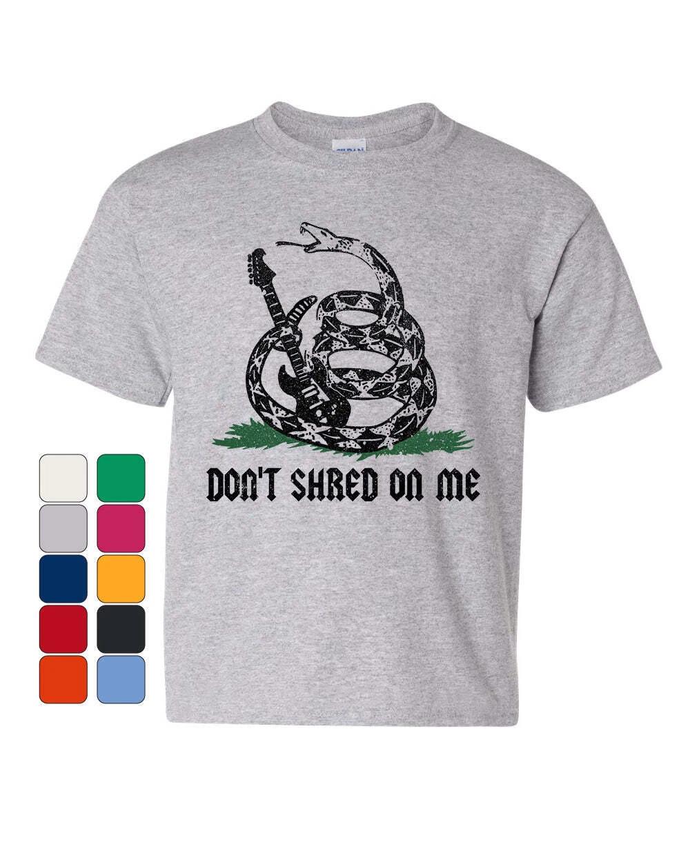 Don t Shred on Me Youth kids boys T-Shirt Gadsden Flag Snake Guitar Rock Music Kids Tee 140