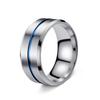 New European & American Men's Double Bevel Brushed Matte Wedding Ring - Simple Design, Hot Selling
