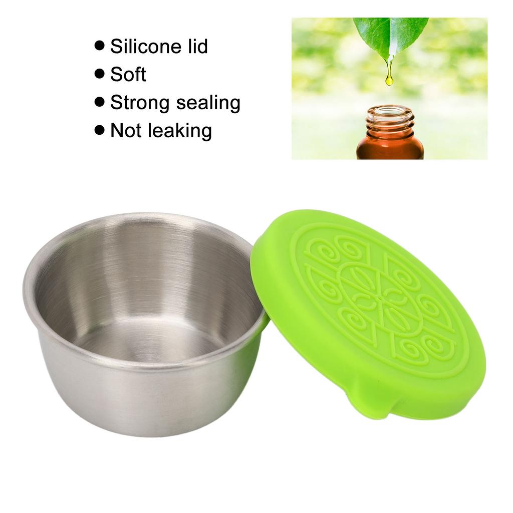 Buty Salon Essential Oil Cup Portable Stainless Steel Condiment Salad Dressing Container with Lid 50ml