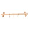 Wooden Towel Rack 45cm with 3 S Hooks Wall Mounted Towel Holder Hanger for Bathroom
