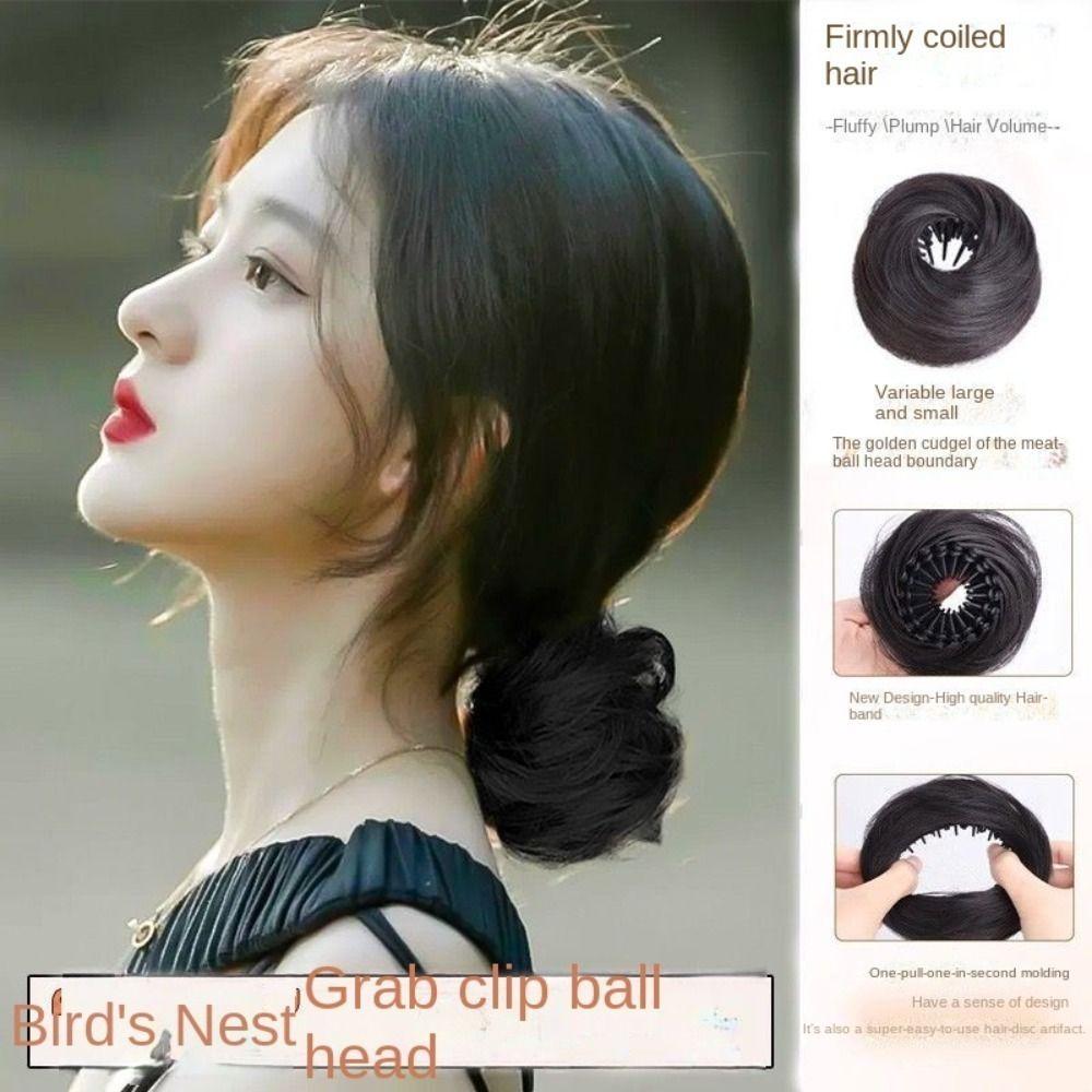 Bird Nest Shaped Fake Hair Bun Scrunchie Ponytail Hair Rings Clips Simple Updo Hair Piece  Women