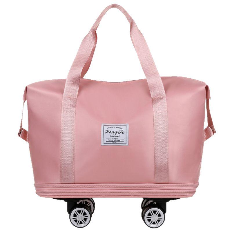 Unisex Expandable Large-Capacity Travel Duffel Bag with Wheels, Foldable Boarding Luggage for Business Trips and Shopping.