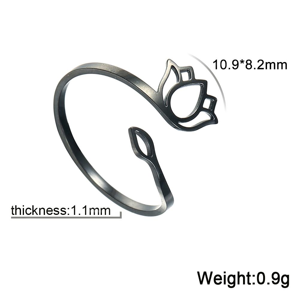 Stainless Steel Lotus Flower Rings Silver Color Yoga Buddha Adjustable Ring Om Symbol Amulet Vintage Jewelry New Year Gifts