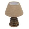 Wood Table Lamp French Country Rustic Bedside Desk Nightstand Lamp for Bedroom Living Room Office (Walnut Multi-Pebble, BrownJute)