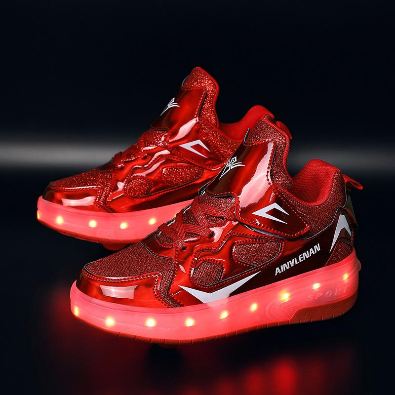 TUINANLE Dětské LED lehké kolečkové boty Luminous Light Up Skate tenisky s na kolečkách