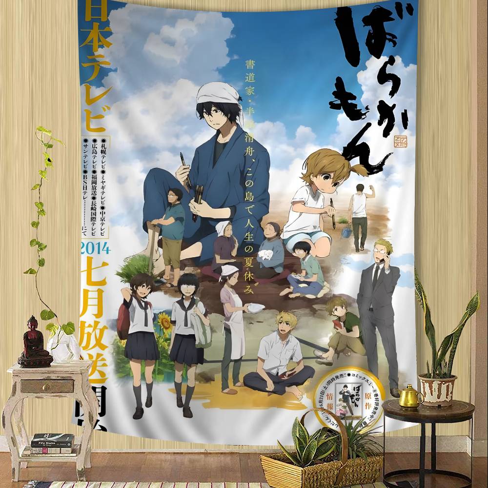 Japanese Anime Barakamon Wall Tapestry Hanging Tarot Hippie Wall Rugs Dorm Wall Hanging Sheets